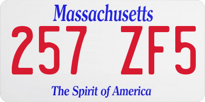 MA license plate 257ZF5