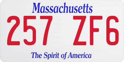 MA license plate 257ZF6