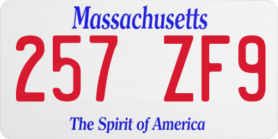 MA license plate 257ZF9