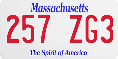 MA license plate 257ZG3