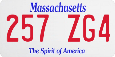 MA license plate 257ZG4