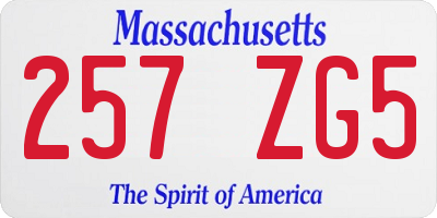MA license plate 257ZG5