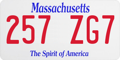MA license plate 257ZG7