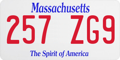 MA license plate 257ZG9