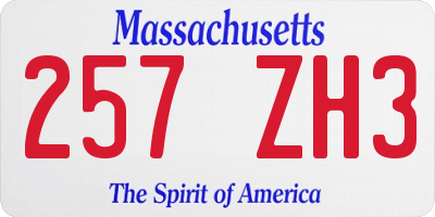 MA license plate 257ZH3