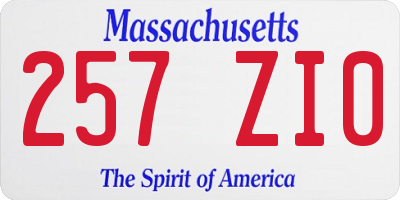 MA license plate 257ZI0