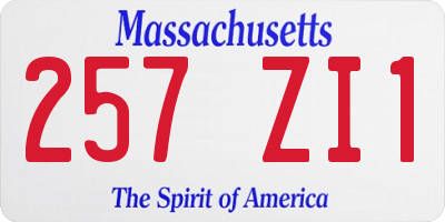 MA license plate 257ZI1