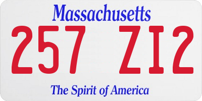 MA license plate 257ZI2