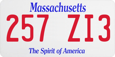 MA license plate 257ZI3