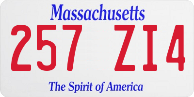 MA license plate 257ZI4