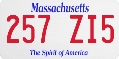 MA license plate 257ZI5