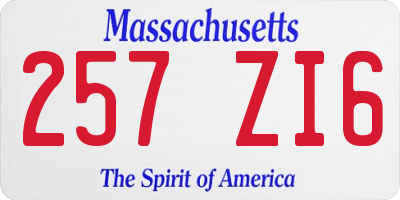 MA license plate 257ZI6