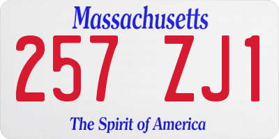 MA license plate 257ZJ1