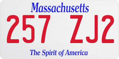 MA license plate 257ZJ2