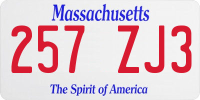 MA license plate 257ZJ3