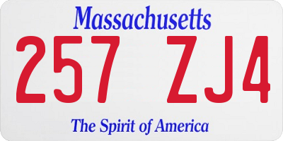 MA license plate 257ZJ4