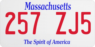 MA license plate 257ZJ5