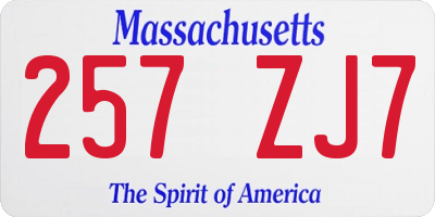 MA license plate 257ZJ7