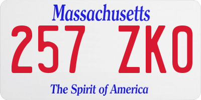 MA license plate 257ZK0