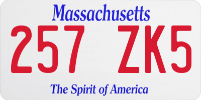 MA license plate 257ZK5