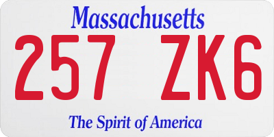MA license plate 257ZK6
