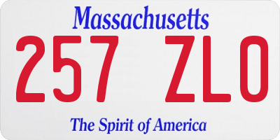 MA license plate 257ZL0