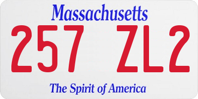 MA license plate 257ZL2
