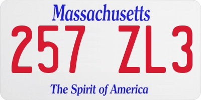 MA license plate 257ZL3