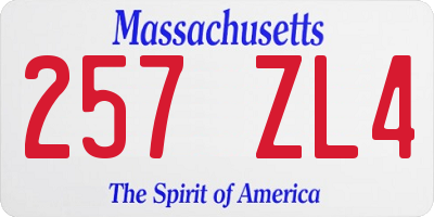 MA license plate 257ZL4