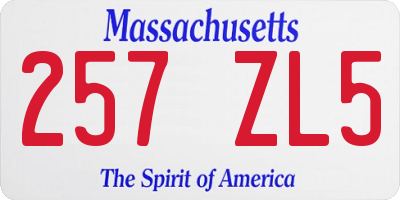 MA license plate 257ZL5