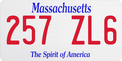 MA license plate 257ZL6