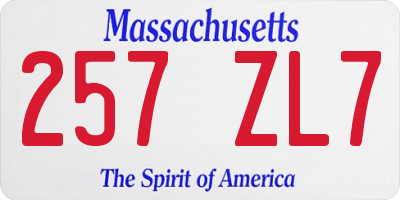 MA license plate 257ZL7