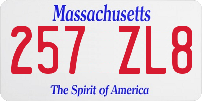 MA license plate 257ZL8
