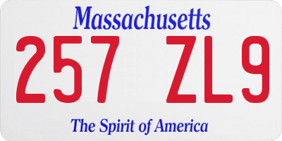 MA license plate 257ZL9
