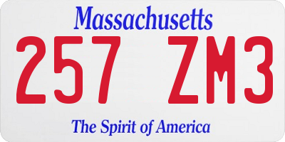 MA license plate 257ZM3
