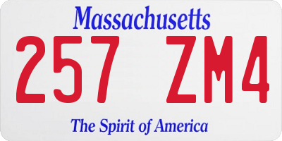 MA license plate 257ZM4