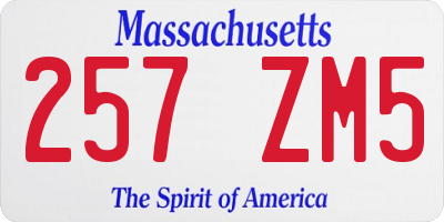 MA license plate 257ZM5