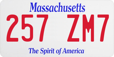 MA license plate 257ZM7