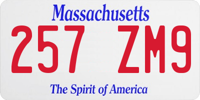 MA license plate 257ZM9