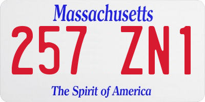 MA license plate 257ZN1