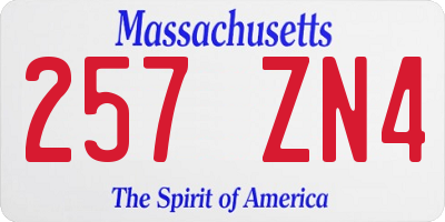 MA license plate 257ZN4