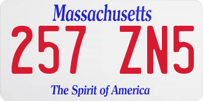MA license plate 257ZN5