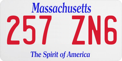 MA license plate 257ZN6