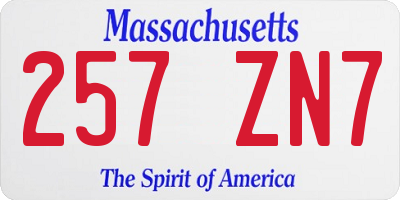 MA license plate 257ZN7