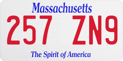 MA license plate 257ZN9