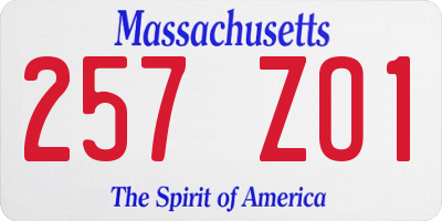 MA license plate 257ZO1
