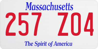 MA license plate 257ZO4