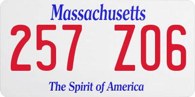 MA license plate 257ZO6