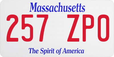 MA license plate 257ZP0