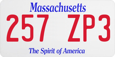 MA license plate 257ZP3